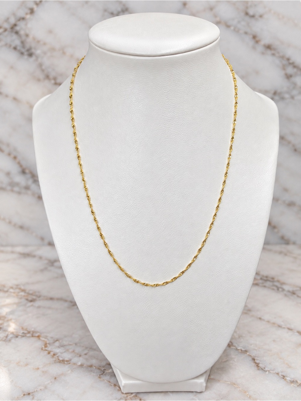 925 Sterling Silver Gold Over Singapore Chain 18” Italy Necklace